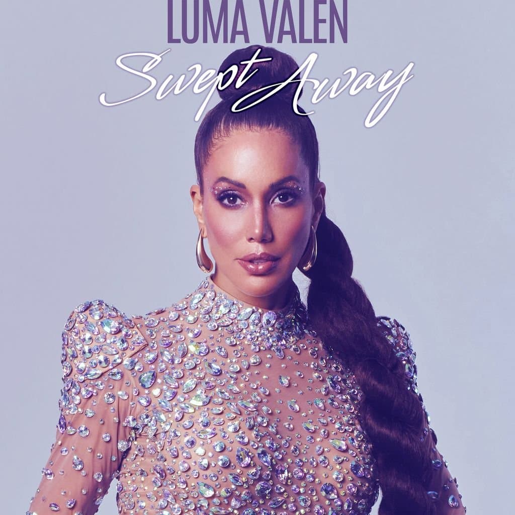 Swept Away single artwork: Luma Valen in a crystal-embellished gown